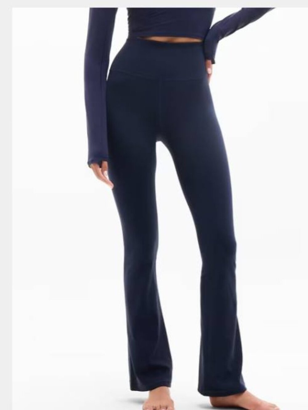 Athleta Elation Ultra High Rise Flare Pant Navy Wide Leg Size L